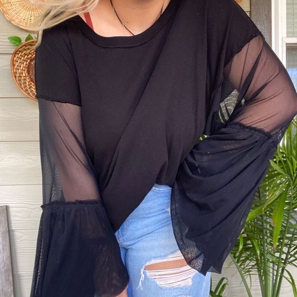 Free People Tops - NWT Free People Still Got It mesh bell sleeve top